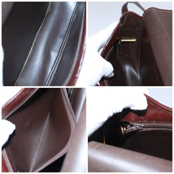 Christian Dior Shoulder Bag Leather Bordeaux Gold Auth 109198 - Picture 15 of 16